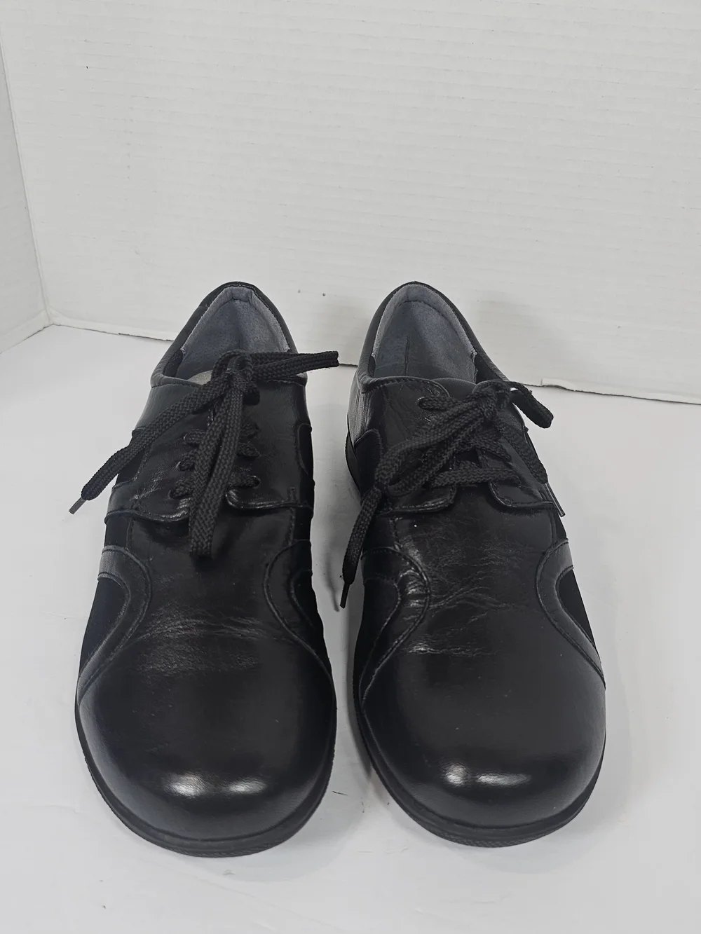 Leather Womens Shoes Soft Walk Topeka  Sneakers Sz 9 M Black Lace Up Comfortable